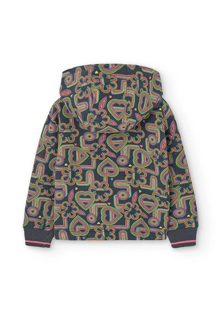 Fleece jacket for girl with floral print