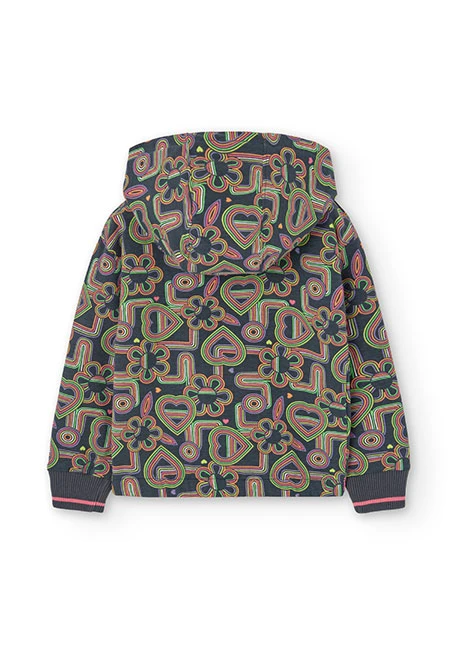 Fleece jacket for girl with floral print