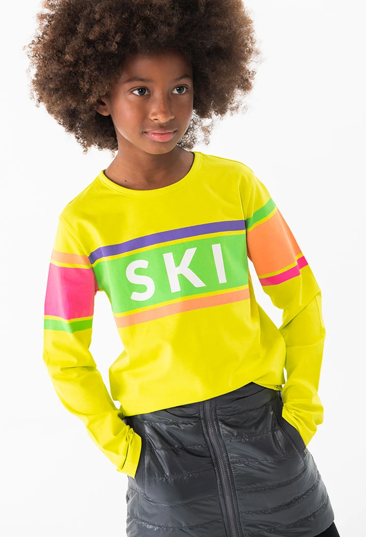 T-shirt manche longue pour fille en vert citron