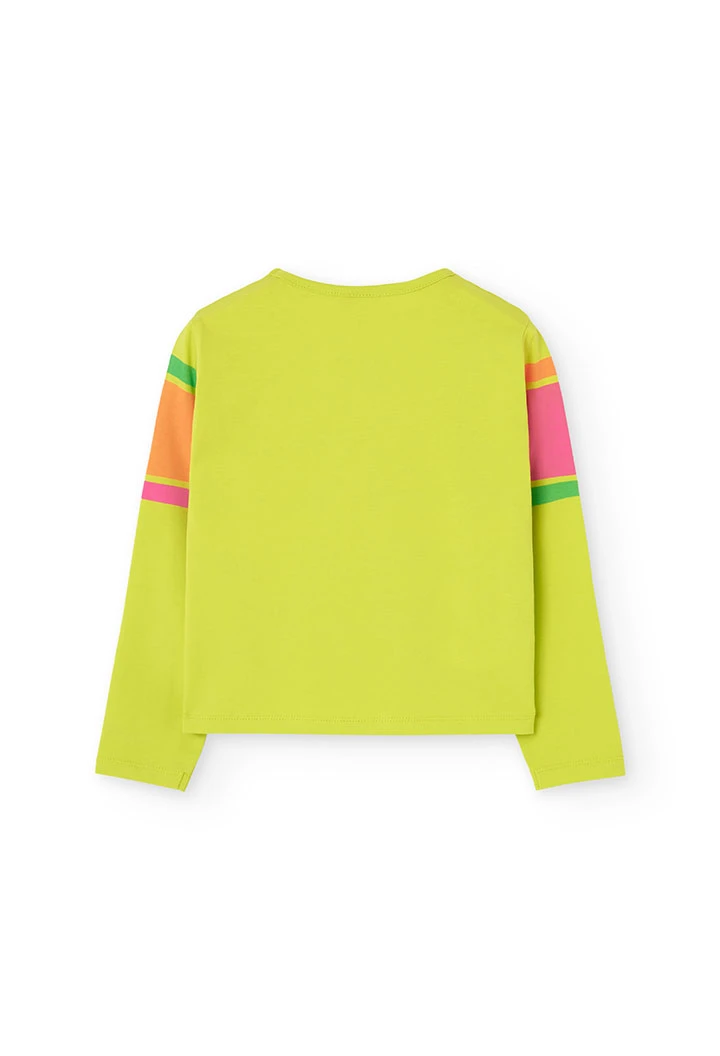 Knitted T-shirt for girl in lime green