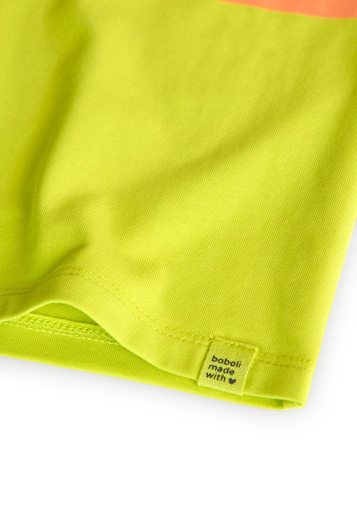 Knitted T-shirt for girl in lime green