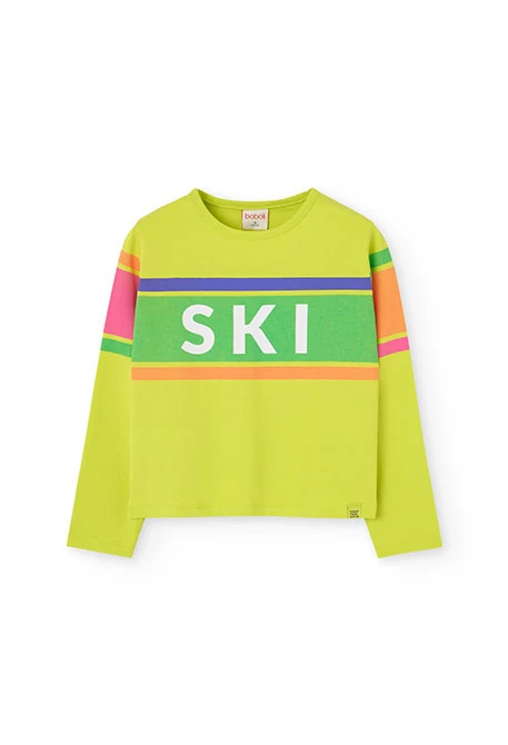 Knitted T-shirt for girl in lime green