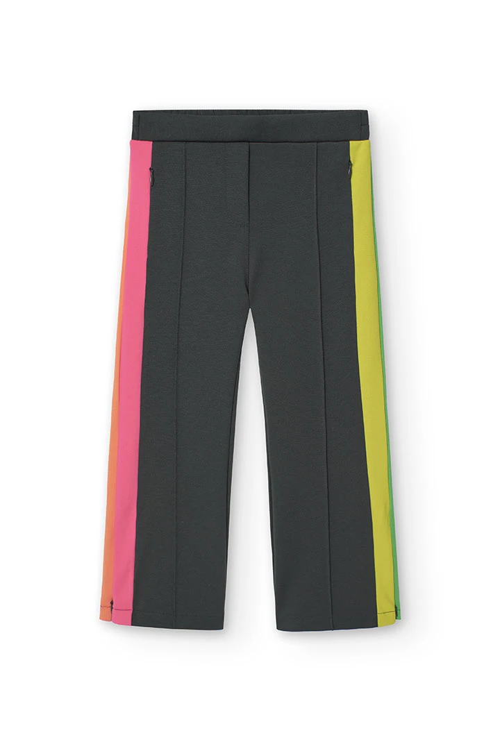 Knit trousers for girls in dark grey