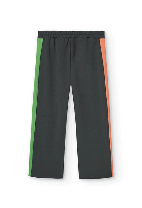 Knit trousers for girls in dark grey