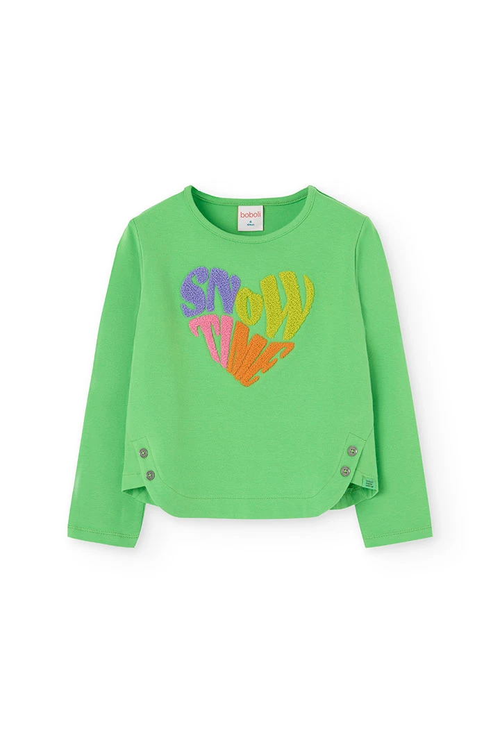 Knitted T-shirt for girls in green