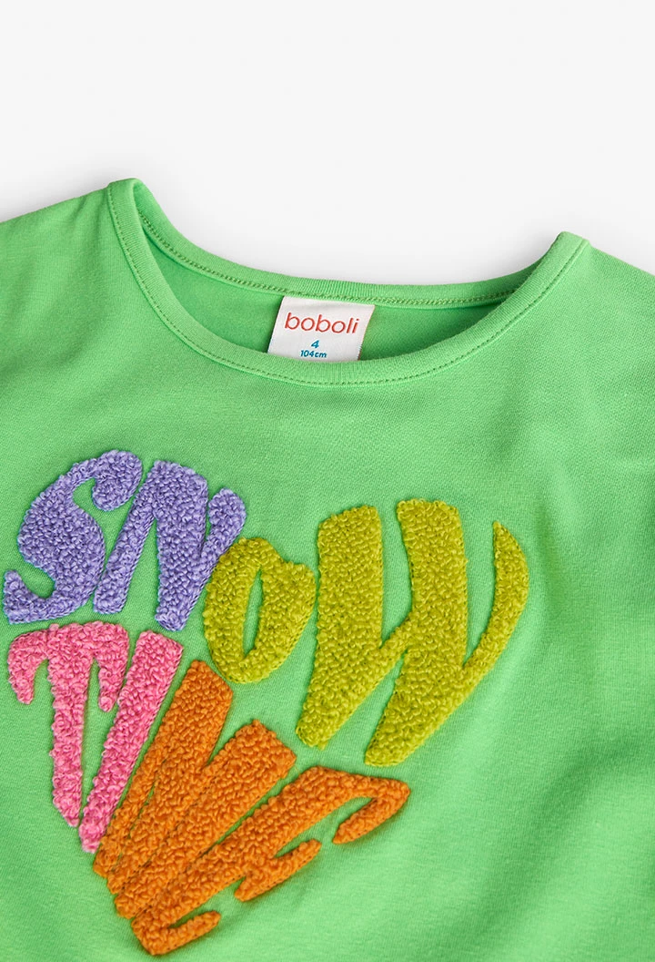 Knitted T-shirt for girls in green