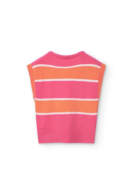 Knitted vest for girls with striped print