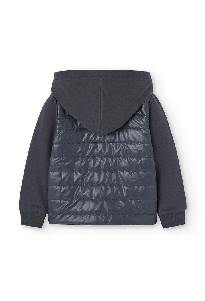 Combined fleece jacket for girls in dark grey