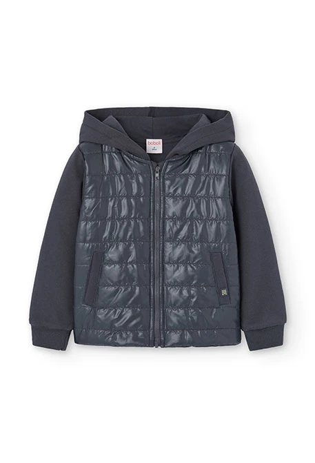 Veste en molleton  combinée pour fille en gris foncé