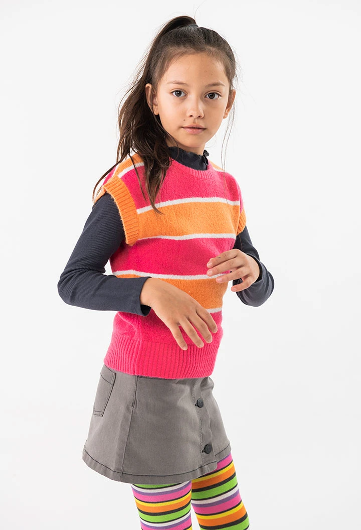 Falda denim para niña en gris