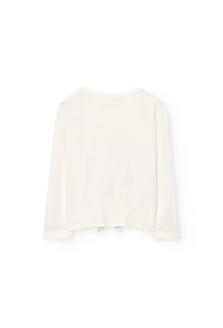 Maglietta a maglia per bambina di colore bianco con stampa
