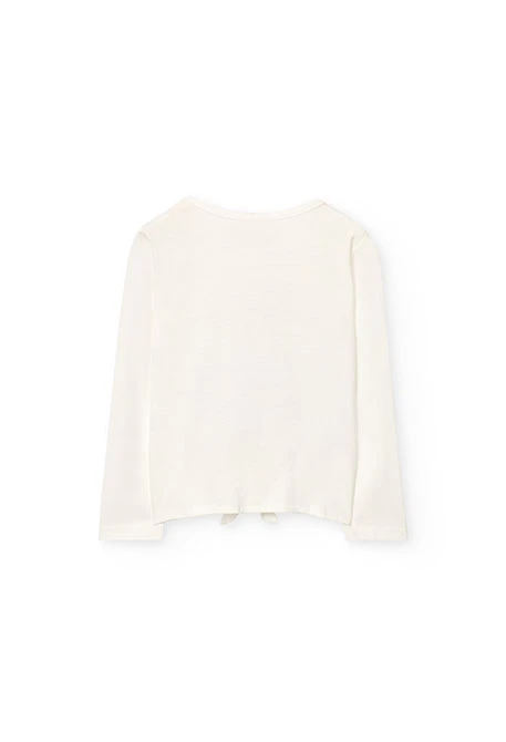 Camiseta de punto para niña en color blanco con estampado