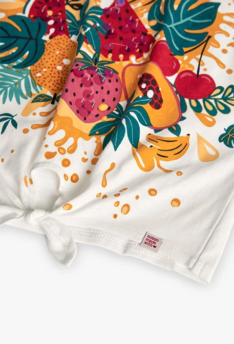 Camiseta de punto para niña en color blanco con estampado