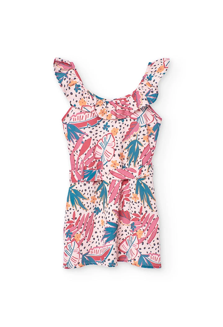 Vestit de crep per a nena amb estampat de flors en tons rosats