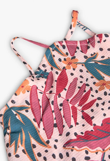 Top crepe para niña con estampado de flores en color rosa