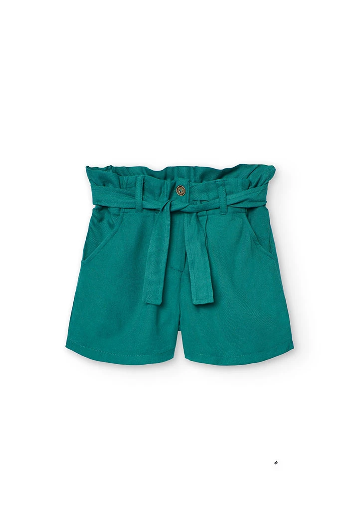 Bermuda de viscose para menina em cor verde