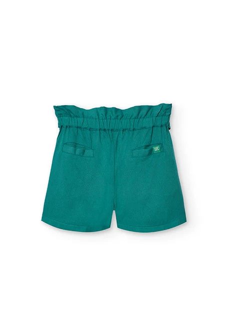 Bermuda de viscosa para niña en color verde