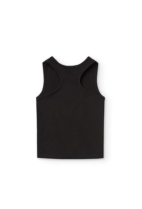 Camiseta de tirante de punto para niña en color negro