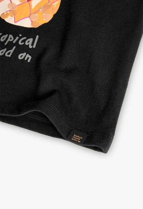 Camiseta de tirante de punto para niña en color negro