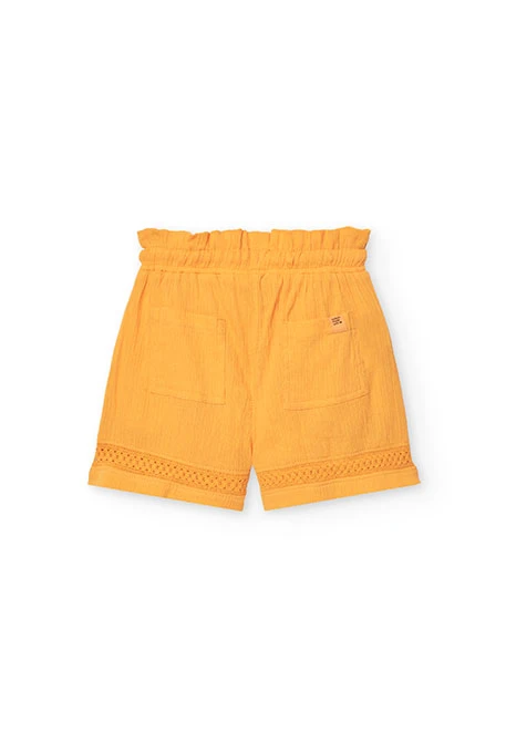 Bermuda de bambula para niña en color amarillo