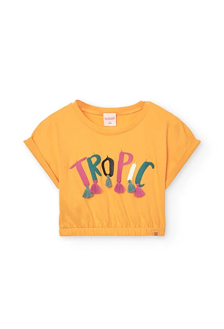 Camiseta de punto para niña en color amarillo