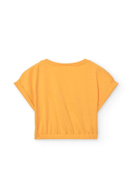 Camiseta de punto para niña en color amarillo