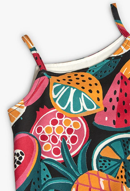 Vestido de punto elástico para niña con estampado de frutas