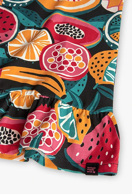 Vestido de punto elástico para niña con estampado de frutas