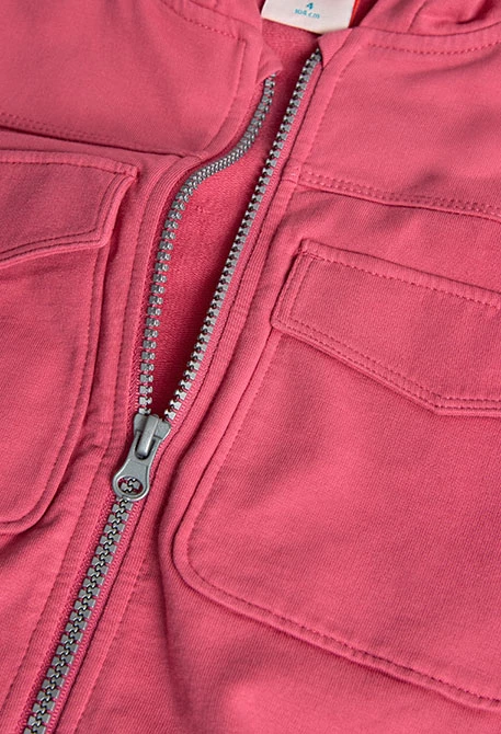 Chaqueta de felpa con capucha para niña en color fresa