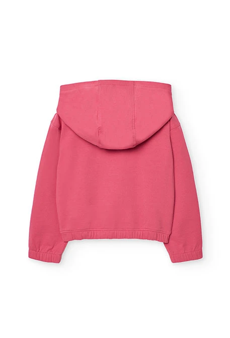 Chaqueta de felpa con capucha para niña en color fresa