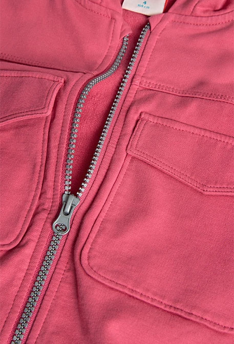 Chaqueta de felpa con capucha para niña en color fresa