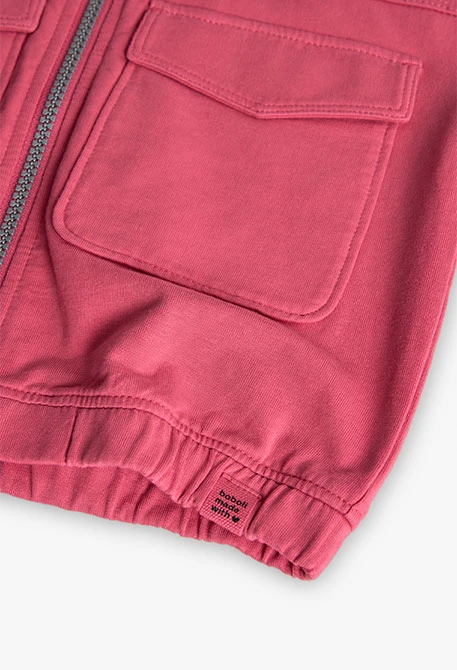Chaqueta de felpa con capucha para niña en color fresa
