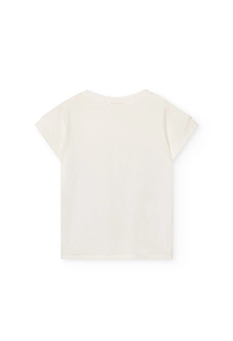 Camiseta de punto para niña en blanco con estampado