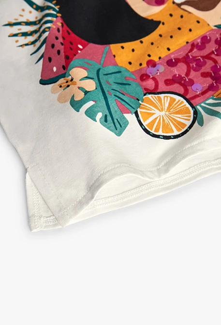 Camiseta de punto para niña en blanco con estampado