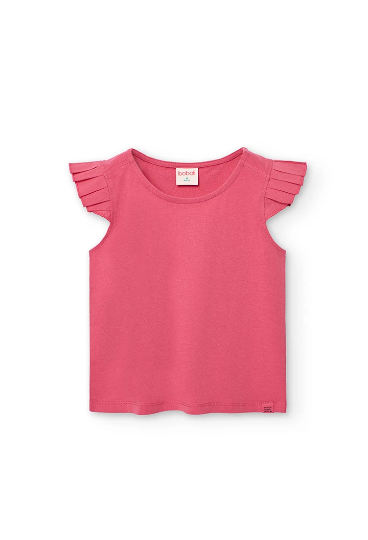 T-shirt en maille pour fille de couleur fraise.