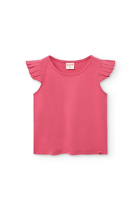 Camiseta de punto para niña en color fresa
