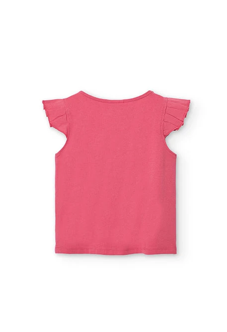 Camiseta de punto para niña en color fresa
