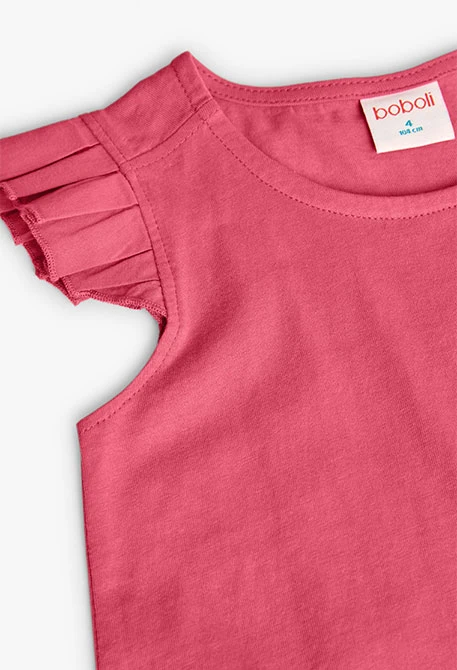 Camiseta de punto para niña en color fresa