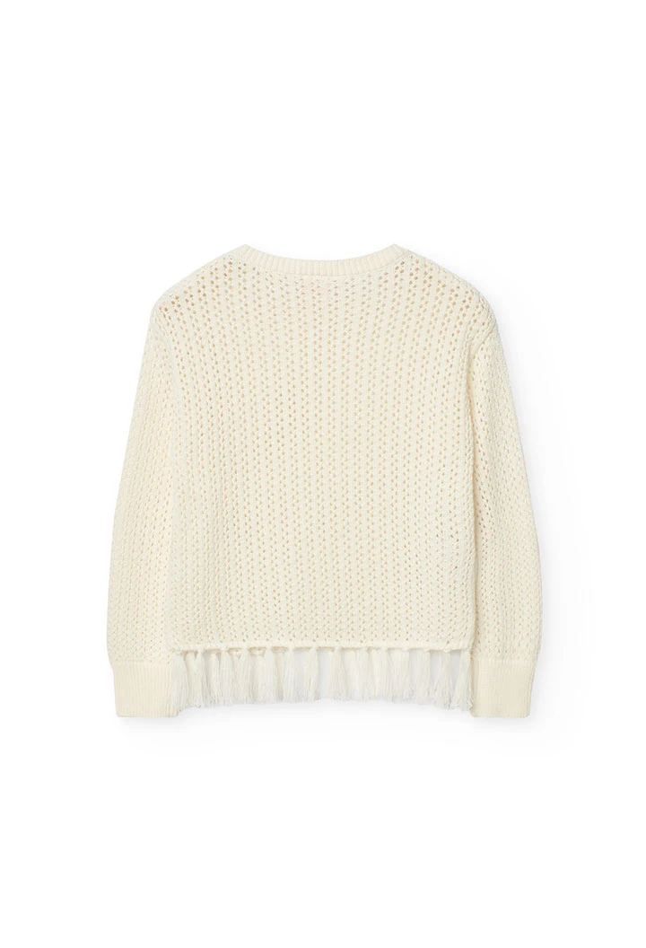Maglione a maglia per bambina di colore bianco