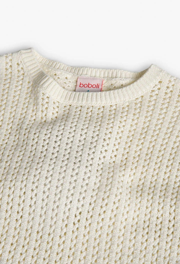 Maglione a maglia per bambina di colore bianco