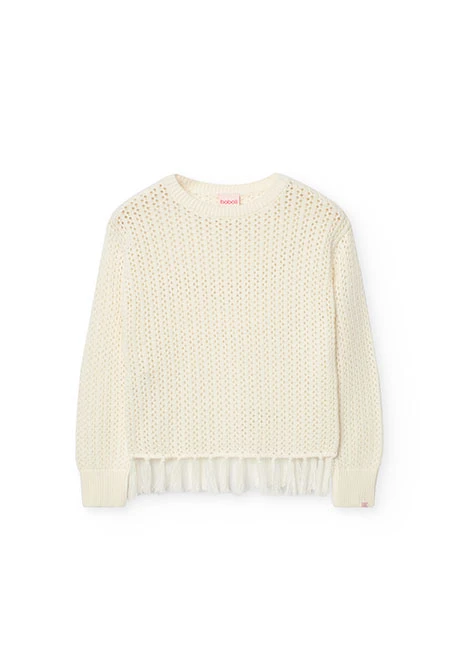 Knitted jumper for girls in white.