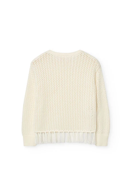 Jersey de tricotosa para niña en color blanco