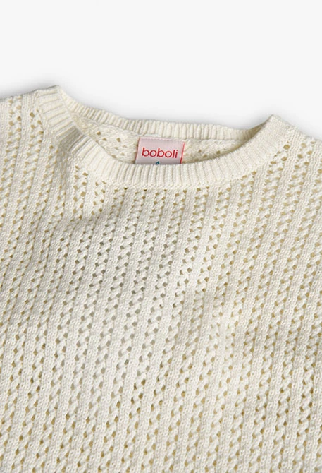 Jersey de tricotosa para niña en color blanco