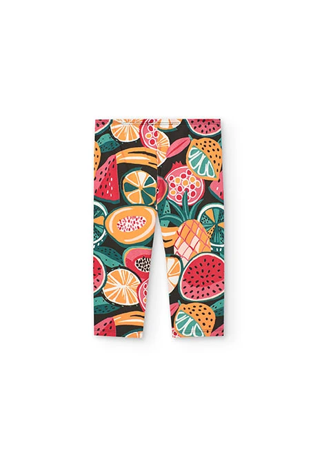 Leggings pirata de punto para niña con estampado de frutas
