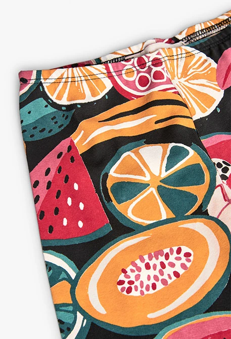 Leggings pirata de punto para niña con estampado de frutas