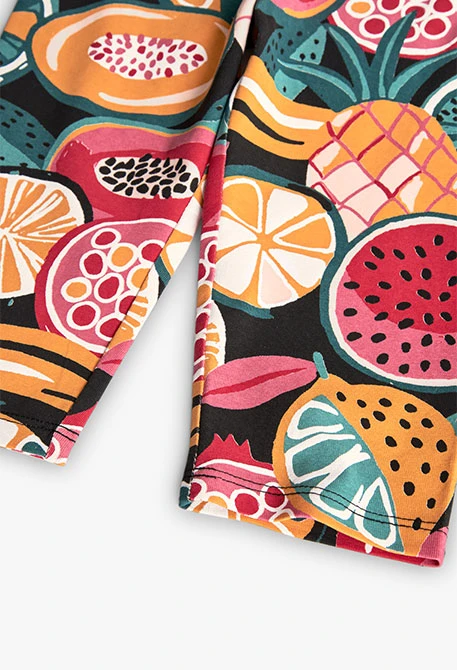 Leggings pirata de punto para niña con estampado de frutas