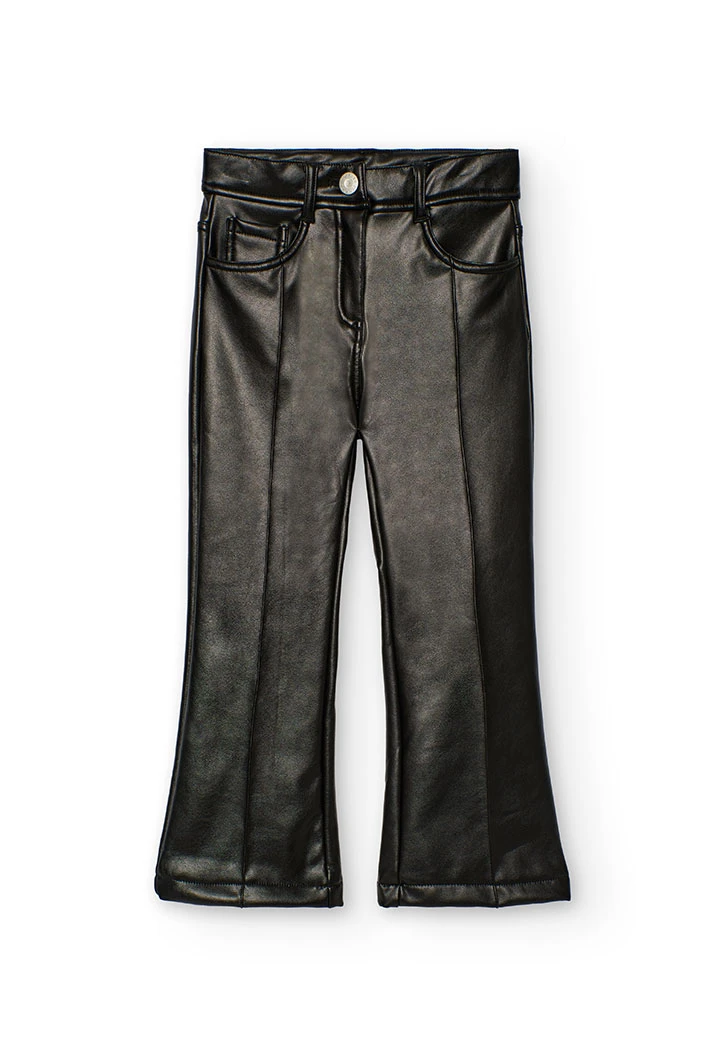 Girl´s black faux leather trousers