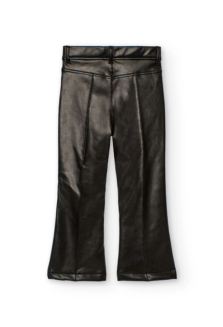Girl´s black faux leather trousers