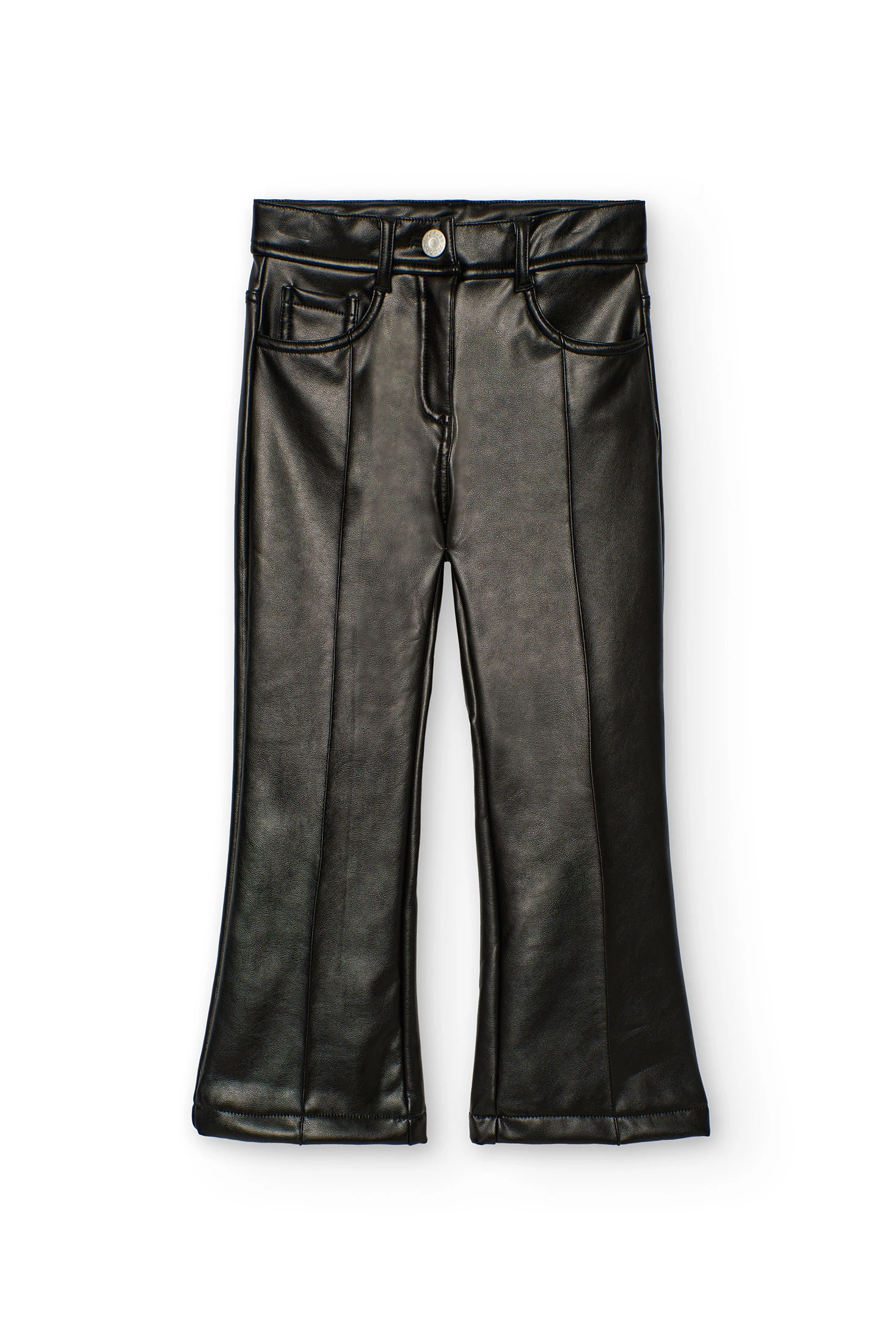 Pantaloni bambina ecopelle nera