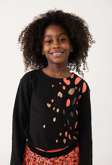 T-shirt fille orange et noir